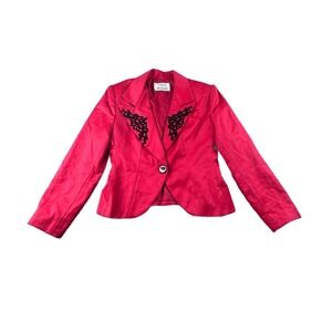 Vintage Ingrid Muhlhofer Blazer Women XS Red Long Sleeve Button Cuffs Rockabilly